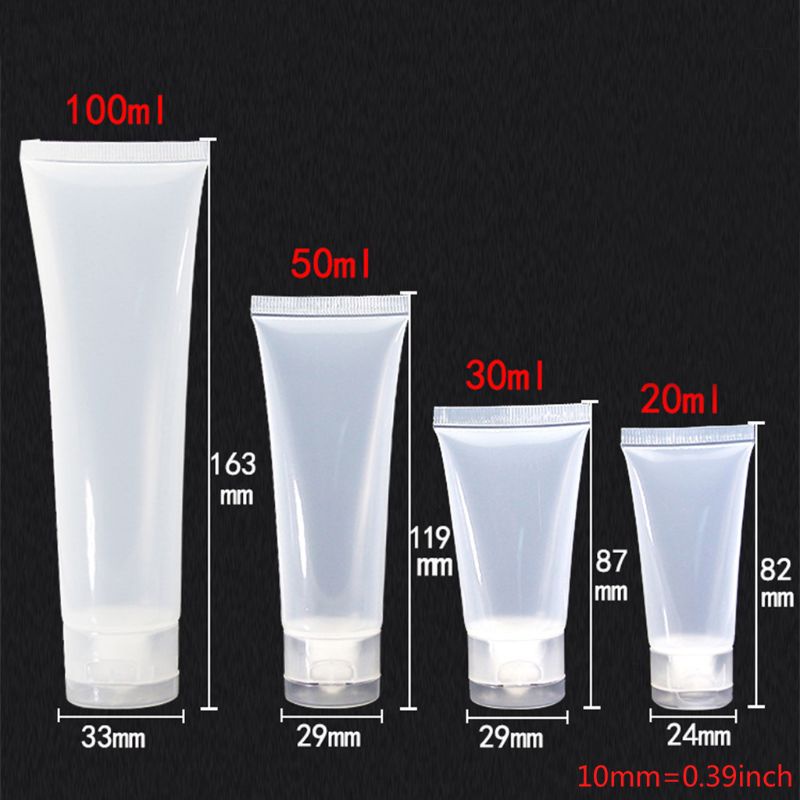 SIY  24 Pack 20/30/50/100ml Plastic Squeeze Cosmetic Tubes with Flip Cap, 4 Funnels, 3 Syringes for Shampoo Lotion Facial Cle