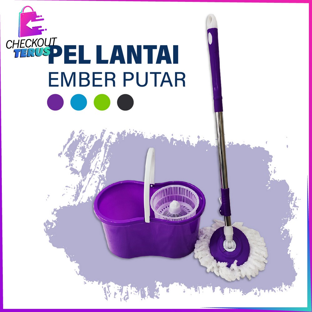 CT C526 Alat Pel Lantai Dengan Ember Serbaguna Kain Pel Spin Mop Alat Pembersih Lantai Praktis Kain Pel Spin Mop