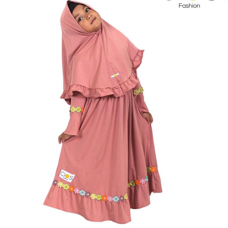 GAMIS ANAK ANNUR/RENDA PELANGI+jilbab JERSY 3-6thn