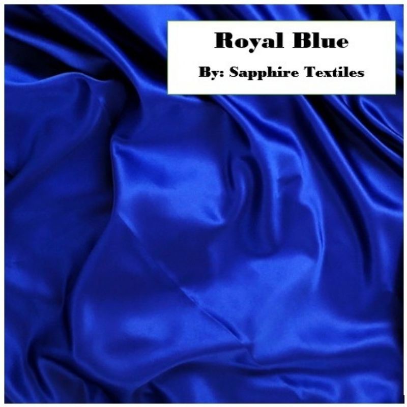 1Meter Kain Satin Silk Kilap Premium Jakarta Maxmara Lux (Jenis Bahan) Satin Bridesmaid Saten Silk Premium Kilap Bahan Satin Silk Charmuse Meteran Grosir Murah dan Bagus-Royal Blue