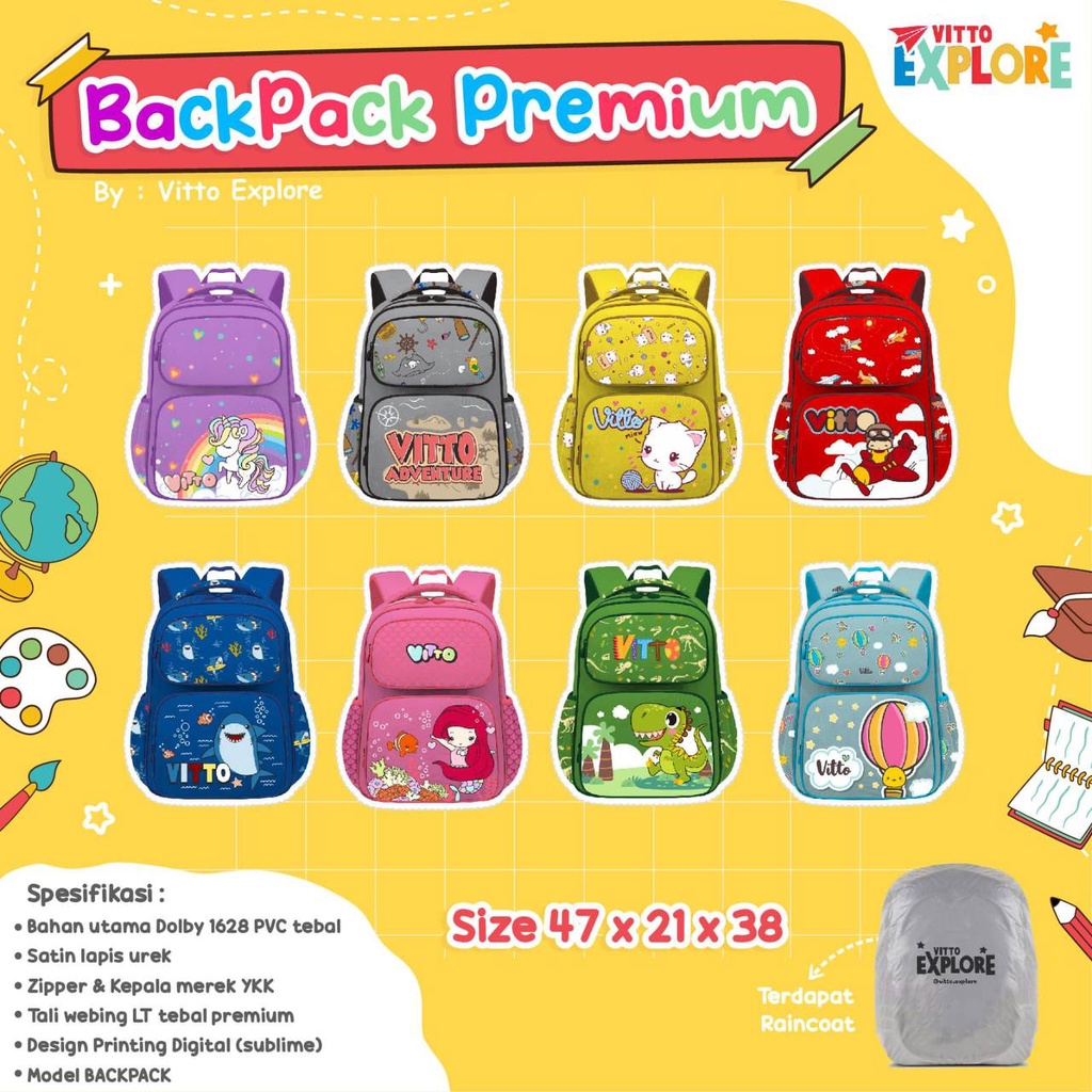 Tas sekolah anak Backpack Premium Vitto