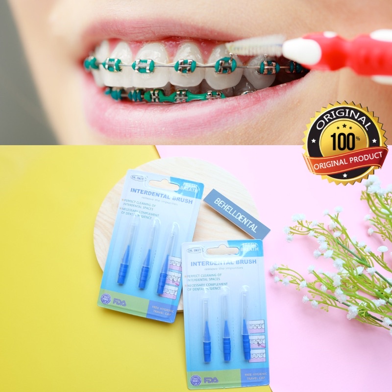 SIKAT SELA CELAH GIGI DAN GUSI DR.SMITH ISI 3 - Interdental Brush Ortho Behel Dental - Tusuk Floss Flossing Gigi dan Gusi - Behelldental