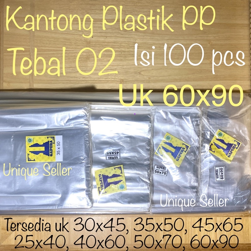 Plastik Laundry GAPURA 60x90 Tebal 02 isi 100 pcs / Kantong Plastik PP 60x90x02 / Plastik Opp Tipis 60x90 x 02 / Kantong Plastik Pembungkus Tipis Uk 60 / Kantong Plastik PP GAPURA 60 x 90 x 02 / Kantong Plastik PP 60 x 90 Tebal 20 Mikron