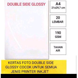 

kertas foto double side 190 gsm isi 20 lembar/photo paper 190 gram