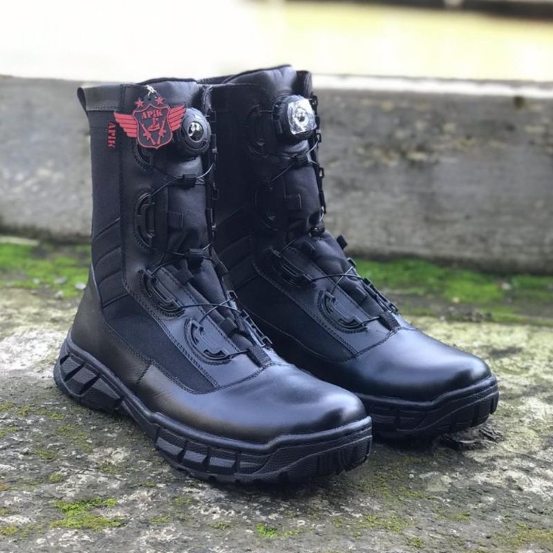 SEPATU PDL TALI PUTAR MODEL JATAH POLRI MERK APIK BAHAN KULIT SAPI ASLI SEPATU PDL DINAS LAPANGAN TNI POLRI SECURITY SATPAM SEPATU BOOTS PRIA DAN WANITA