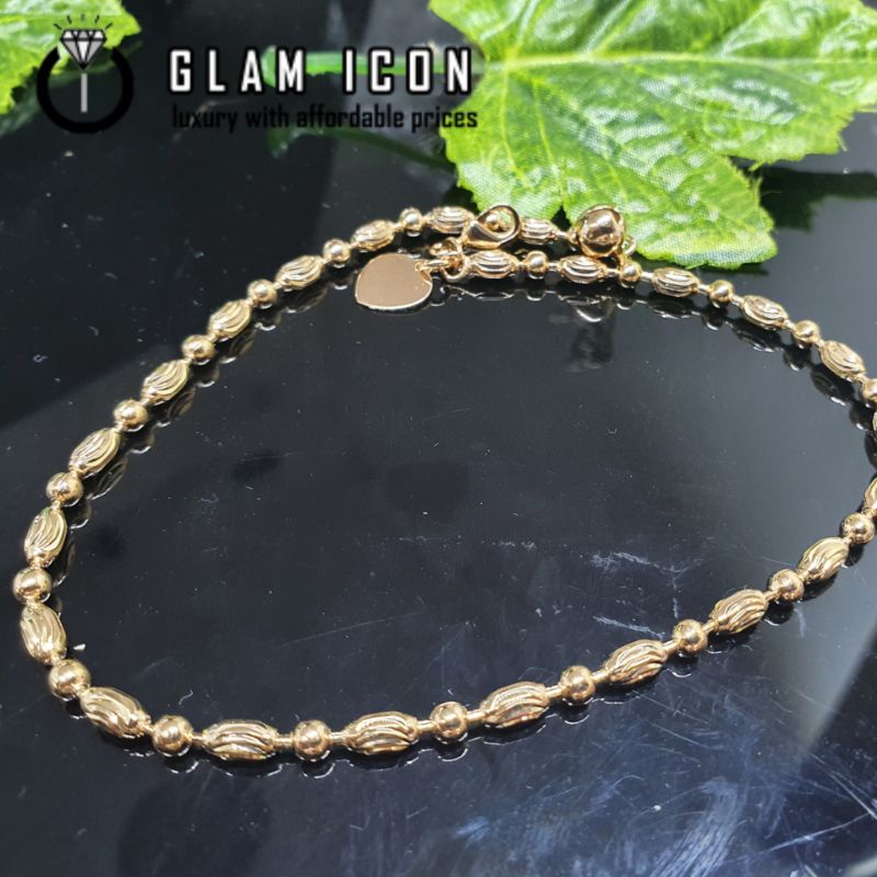 Gelang Kaki GD Biji Padi Ukir  simple G0392