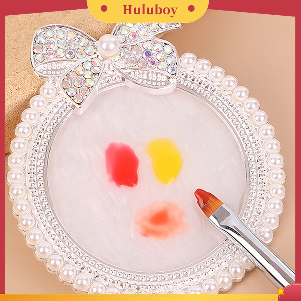 Huluboy Huluboy♡ Palet Stand Display Kutek Gel Desain Pita Hias Mutiara Imitasi Untuk Salon