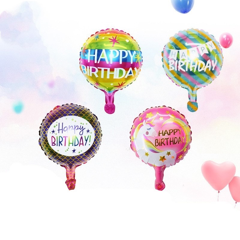 [1Pc Pack] [10 inch Happy Birthday Foil Balloon Letter Confetti Latex Balloons] [For Birthday Wedding Party Home Decor Supplies]