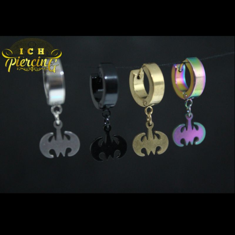 Anting tindik model BATMAN TITANIUM anting model kelelawar anti luntur