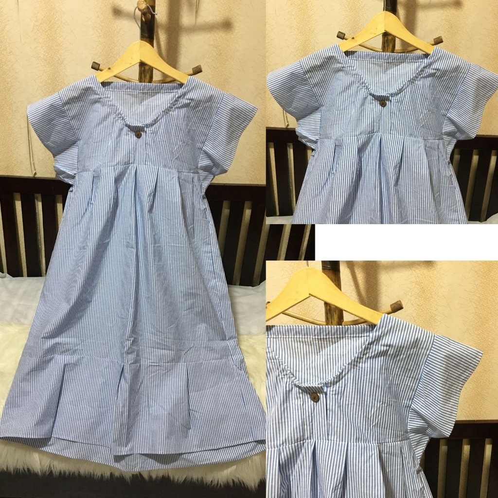 Daster Sambung Viral PART 2 - Daster Payung - Daster Perca - Daster Busui Rayon-stripe blue old kcg