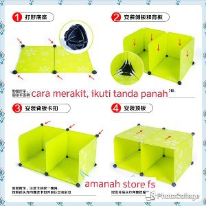 lemari plastik pp  rak karakter kartun lemari anak 6 box  Murah