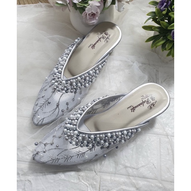 sepatu kathy silver tinggi 3’5cm kaca