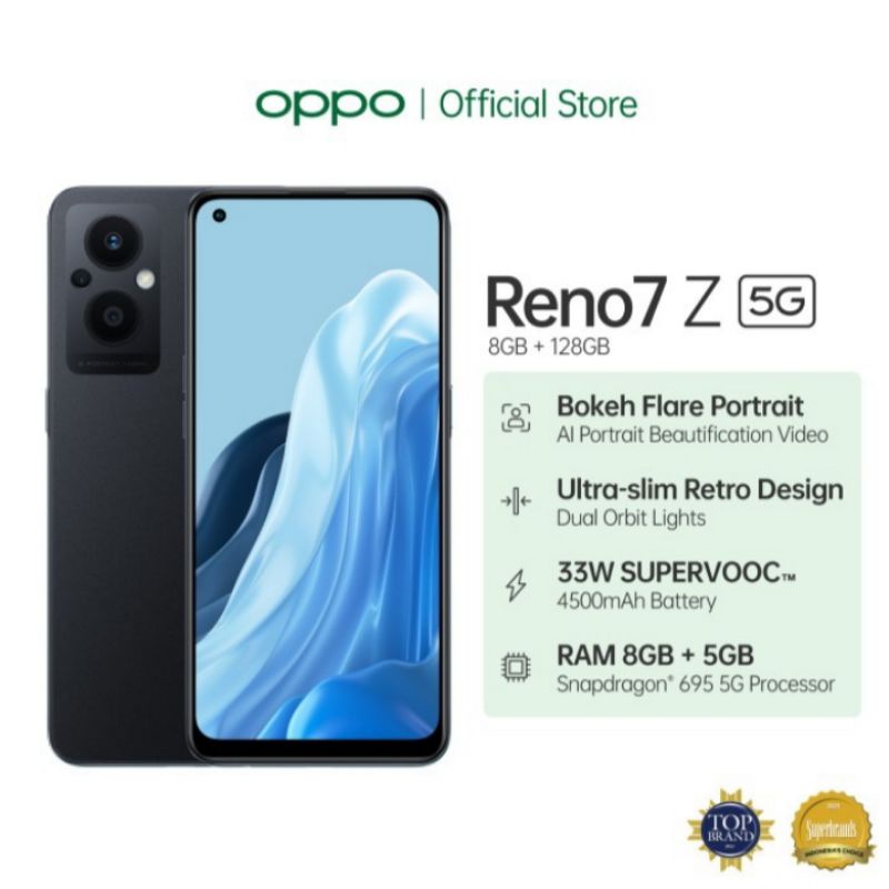 OPPO RENO7 Z 5G 8/128GB HITAM SECOND MULUS 99,99% NEGO