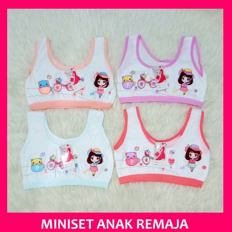 Miniset anak motif minie daleman anak sd / smp miniset putih