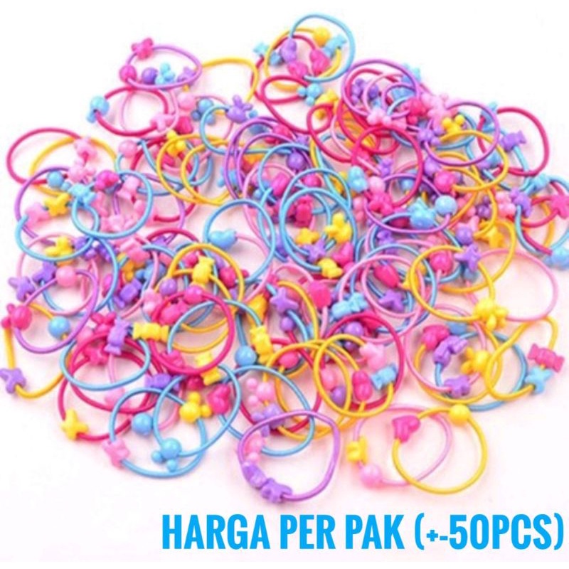 Karet Ikat Rambut Anak 1 pak isi 50pcs ( Kode Warna warni)