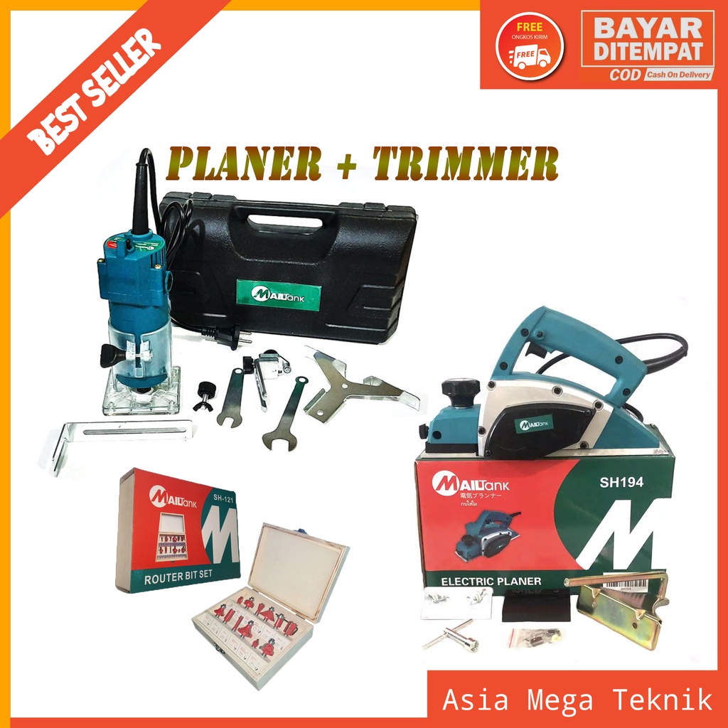PROMO Paket Mesin Planer Serut Kayu Rettoi + Mesin Trimmer Profil kayu Mailtank