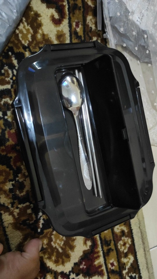 Kotak Makan Healthy Bento Lunch Box Stainless Steel 3 Grid 1000ml With Spoon & Chopstick