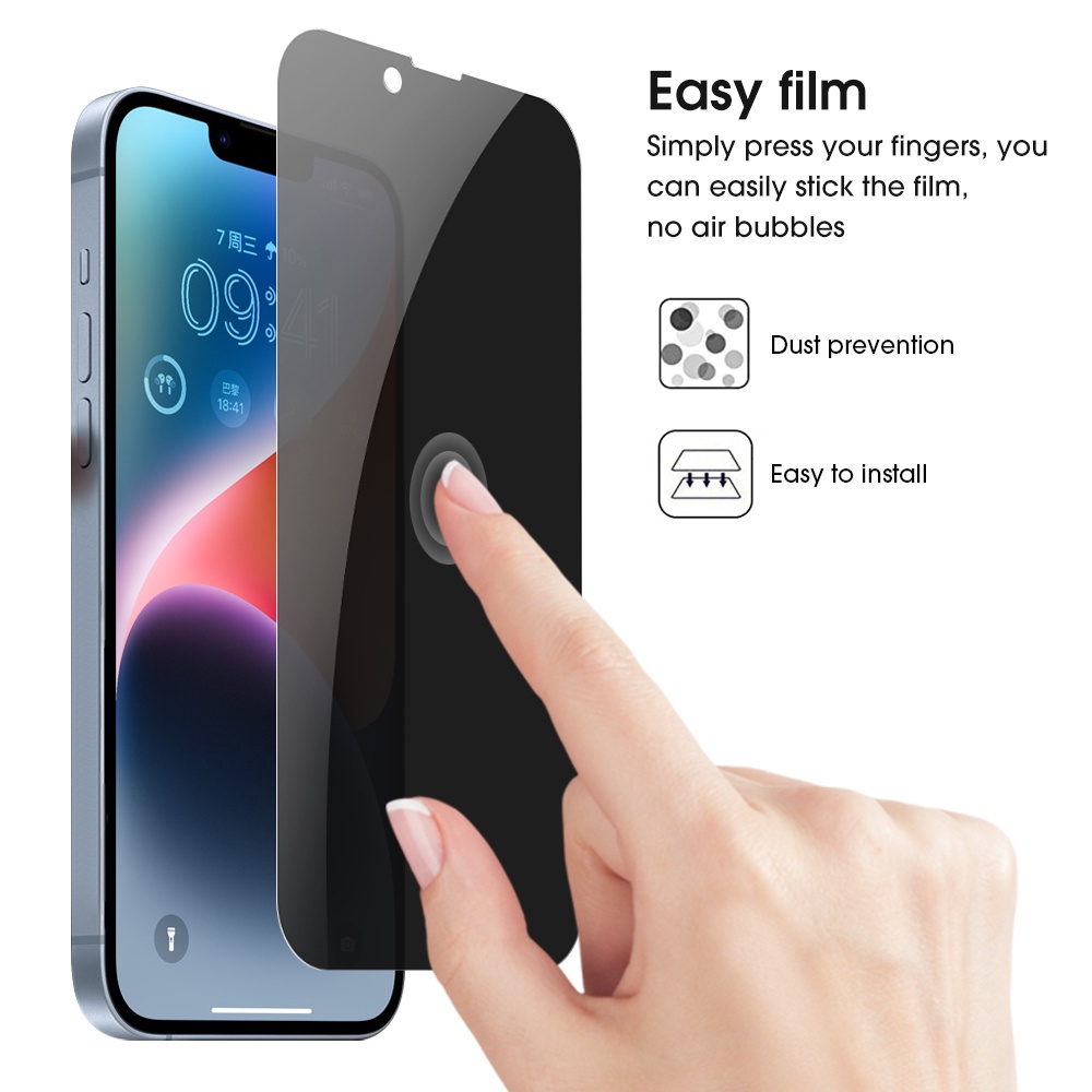 Pelindung Layar Tempered Glass 9H Anti Spy Untuk iPhone 14 / 14 Plus / 14 Pro / 14 Pro Max