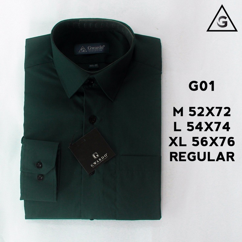 Kemeja HIJAU TUA dark green lengan tangan panjang GWARDO murah