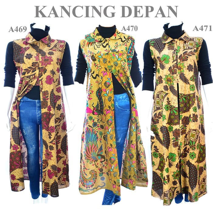 Tunik Batik Jas Panjang Bolero Cardigan Rompi Panjang A456 terusan Murah