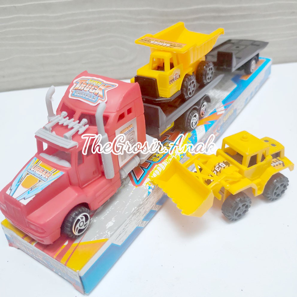 Truck Super Vehicle Mainan Truk Trailer Konstruksi Loader