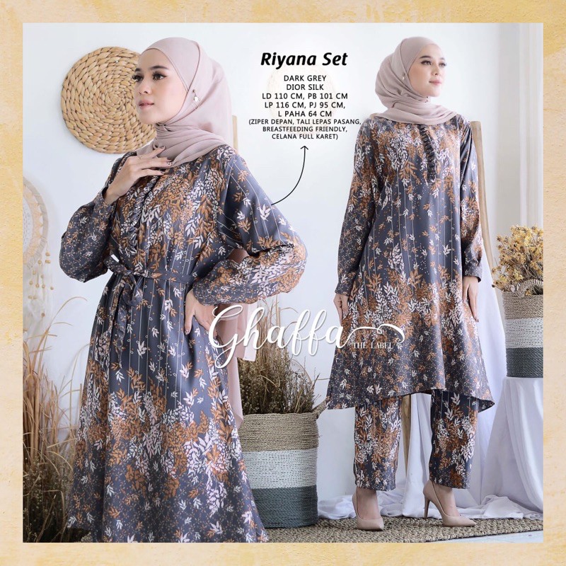 Setelan/ Setelan Motif/ Setelan Wanita/ Setelan Tunik/ Setelan Dior Silk (Riyana Set)