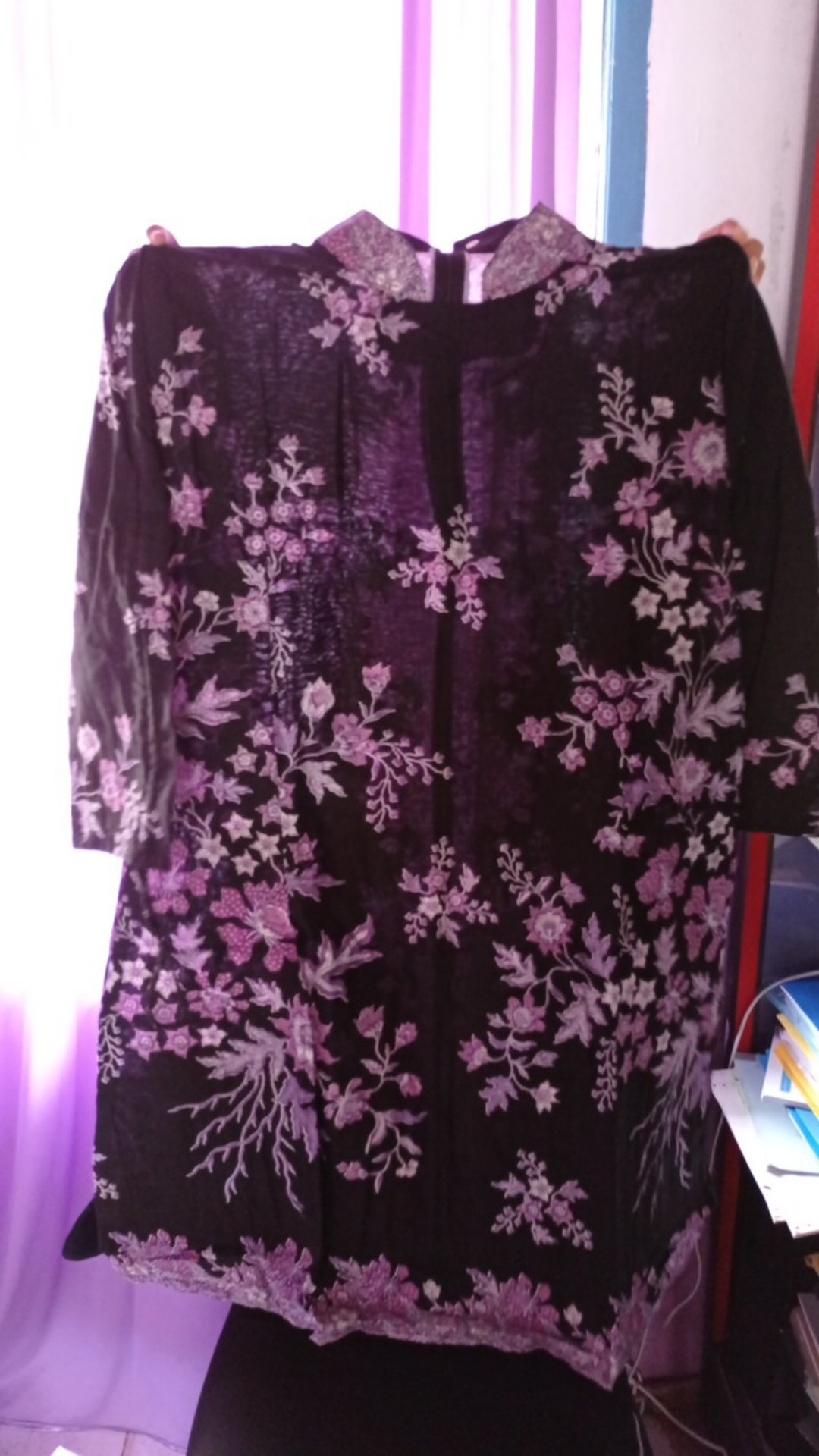 (couple Keluarga ) Batik Couple Keluarga Sania Ruffle Ori Ndoro Jowi Dnt - Motif Cibulan Ungu