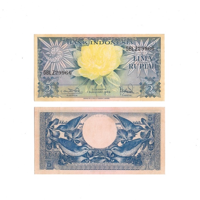 Uang kuno Indonesia 5 Rupiah 1959 Seri Bunga