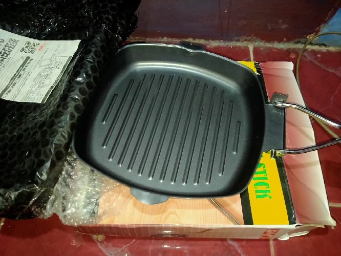 Teflon Bbq / Square Grill Pan Teflon Barbeque 20 Cm Dan 24 Cm Teflon Panggangan Steak