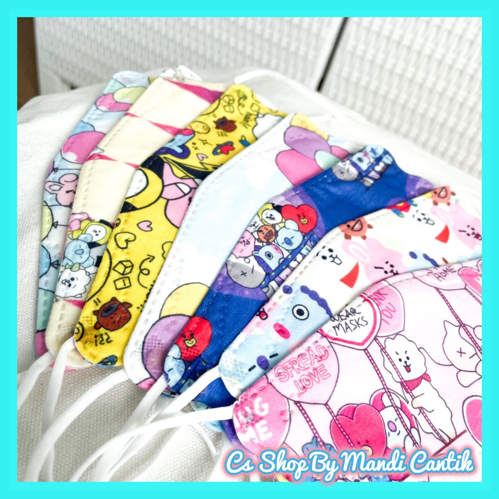 Masker Anak KF94 Gambar Animasi KPop Lucu Masker Kain KPop Bisa COD 4pcs