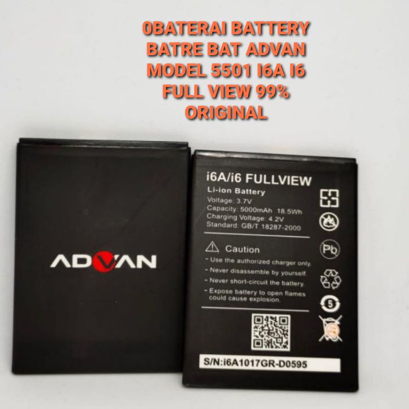 BATERAI BATTERY BATRE BAT ADVAN MODEL 5501 I6A I6 FULL VIEW 99% ORIGINAL