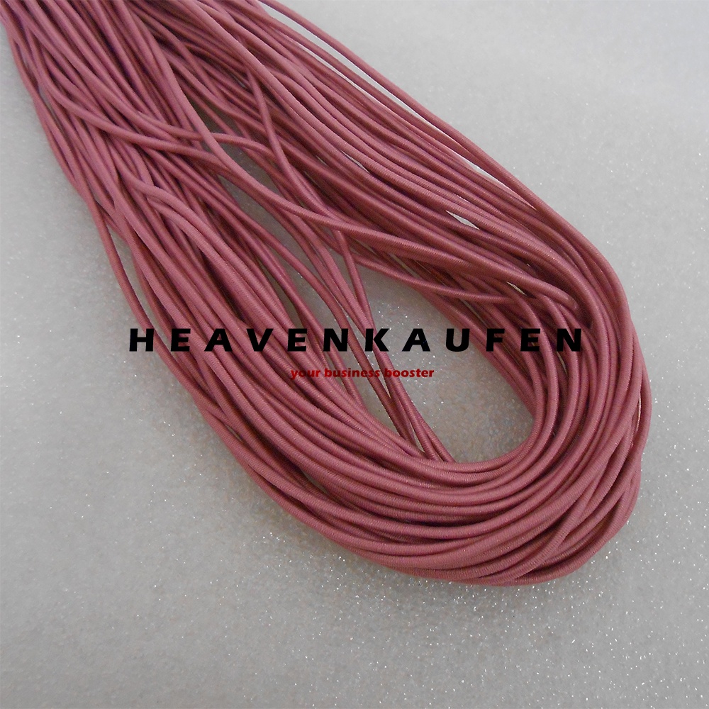 Tali Elastis Elastic Warna Dusty Pink Diameter Kecil 1,5 mm Meteran