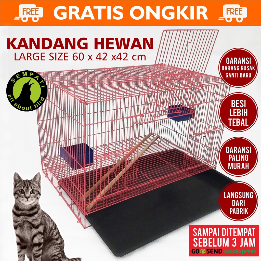 KANDANG KUCING BESI LIPAT SIZE L 60X42X42 SANGKAR KELINCI / SUGAR