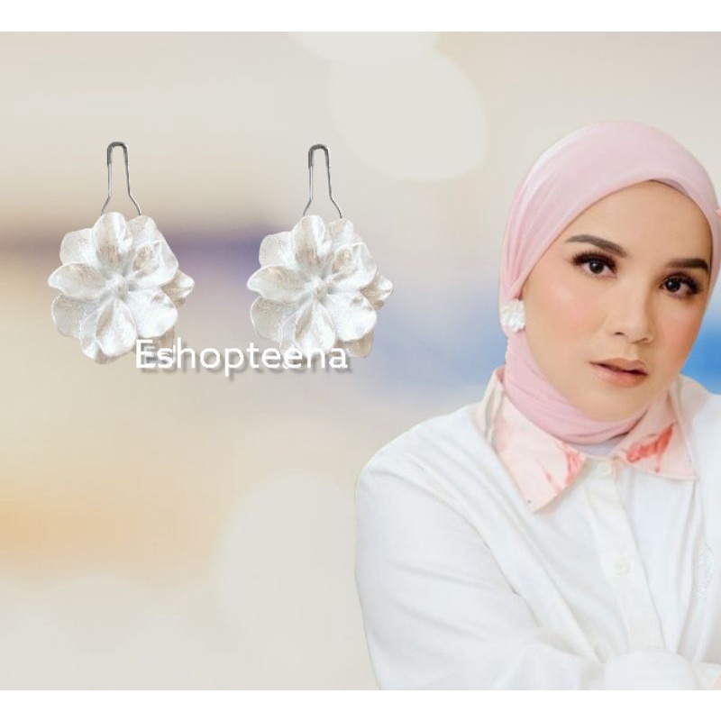 A51 anting hijab 2in1_anting jepit (telinga) bunga warna new_anting jilbab