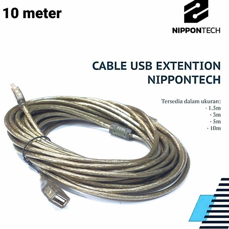 Kabel usb Extentsion transparan 10meter nipontech