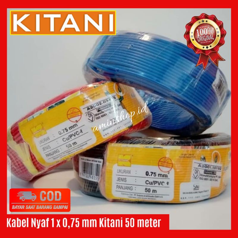 Kabel Serabut Nyaf 1x0,75 mm Kitani 50 Meter Kabel Engkel Serabut