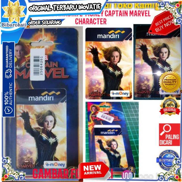 Official Mandiri E-Money Captain Marvel Character bukan Custom Print
