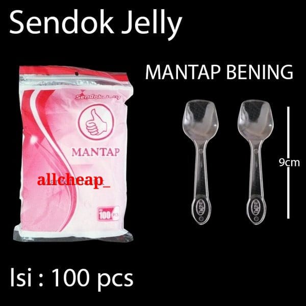 isi 100pcs SENDOK JELLY puding agar ice cream ice cream BENING TRANSPARAN