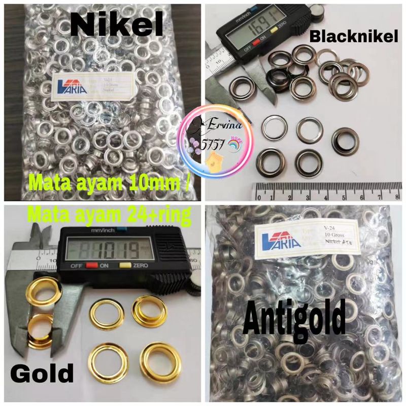 mata ayam eyelet 10mm / mata ayam 24 + ring / 10gross