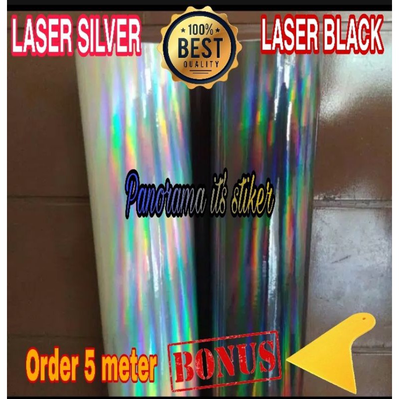 SKOTLET MOTOR /STICKER HOLOGRAM /PELANGI/HITAM /PUTIH/SCOTLITE HOLOGRAM PELANGI HITAM /SILVER