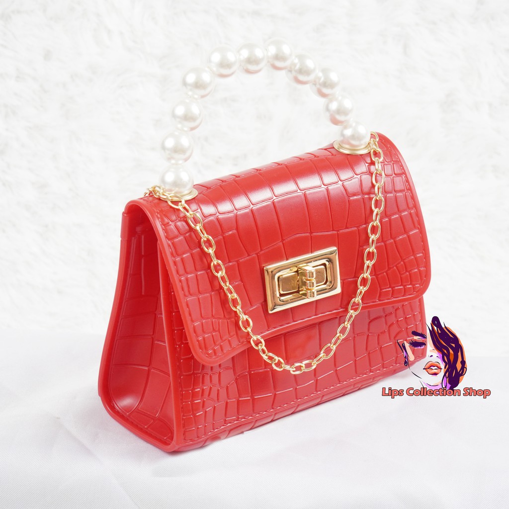 Tas Jelly Mini Croco Pearl | Tas Jelly Mini Motif Buaya Croco | Tas Selempang Jelly