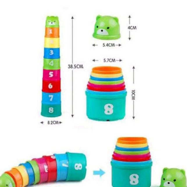 Mainan Stacking Cup / Gelas Susun Abjad / Angka Melatih Motorik anak FTC9232