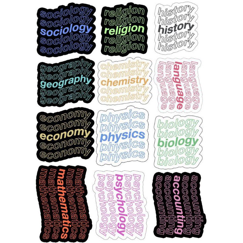 

FREE CUSTOM PELAJARAN! ISI MAKSIMAL 20 BUAH - STIKER WATERPROOF PELAJARAN BUKU MURAH