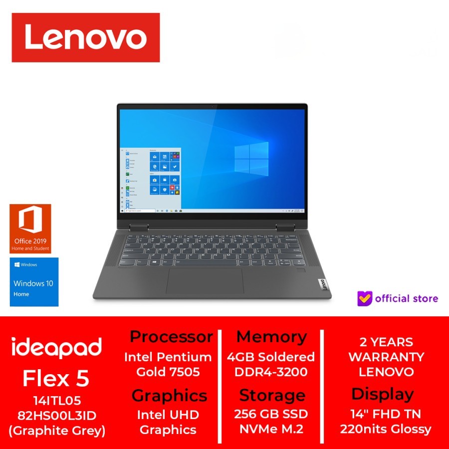 LENOVO IdeaPad Flex 5-14ITL05 82HS00L3ID Pentium Gold 7505 4/256GB