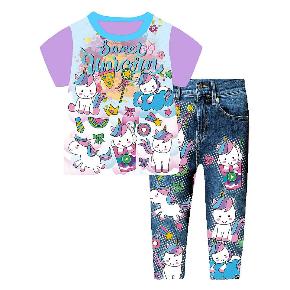 Baju Tidur Anak Cewek Candy Unicorn Set 2in1