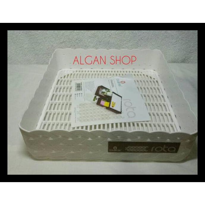 Original Claris/L/Keranjang/Baki/Nampan/Tray/Wadah/Plastik Motif Anyaman Rotan Terpercaya