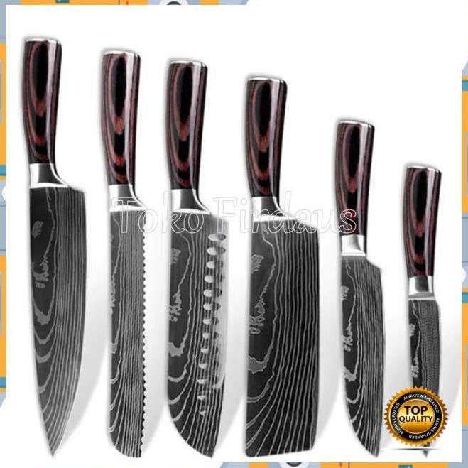 

Set Pisau Dapur Damascus Pattern Stainless Steel 6 Pcs Silver Jo703Yn6Ol
