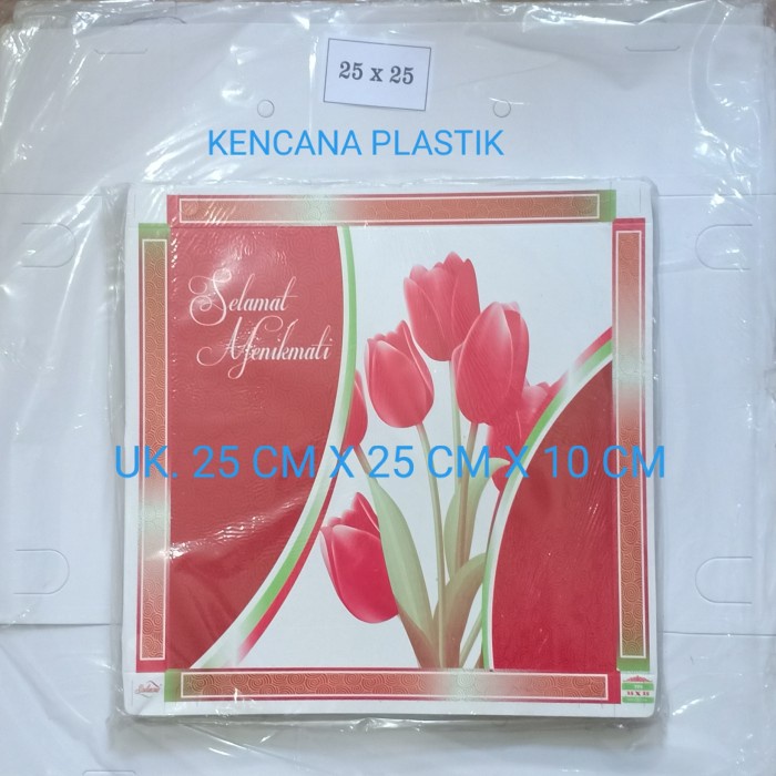 Hemat Box Dus Kotak Makanan Nasi Motif Bunga 25 X 25 @50Set Terbatas