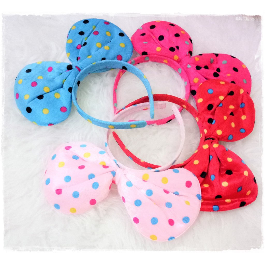 BM04 Bando Telinga Miki Velvet Polka Small Mickey Mouse