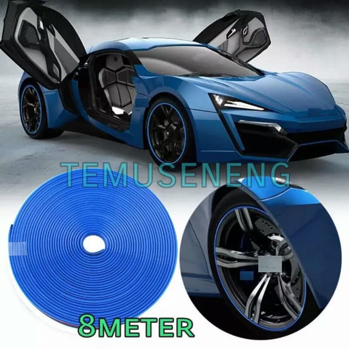 8 Meter Biru Blue Lis Warna Pelindung Velg Mobil Wheel Protector Karet